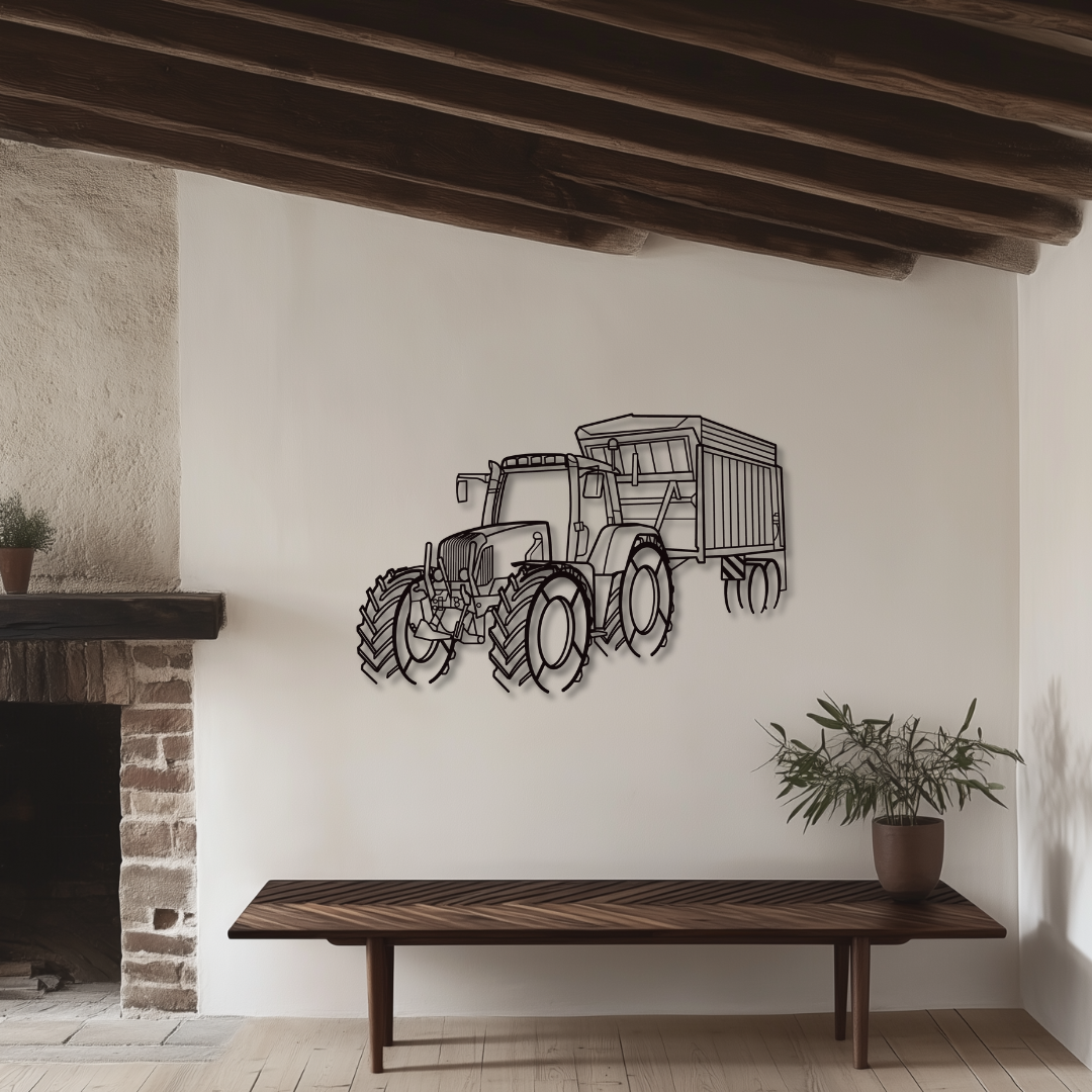 815 Vario mit Anhänger Metallsilhouette - Wandbild Front Angle