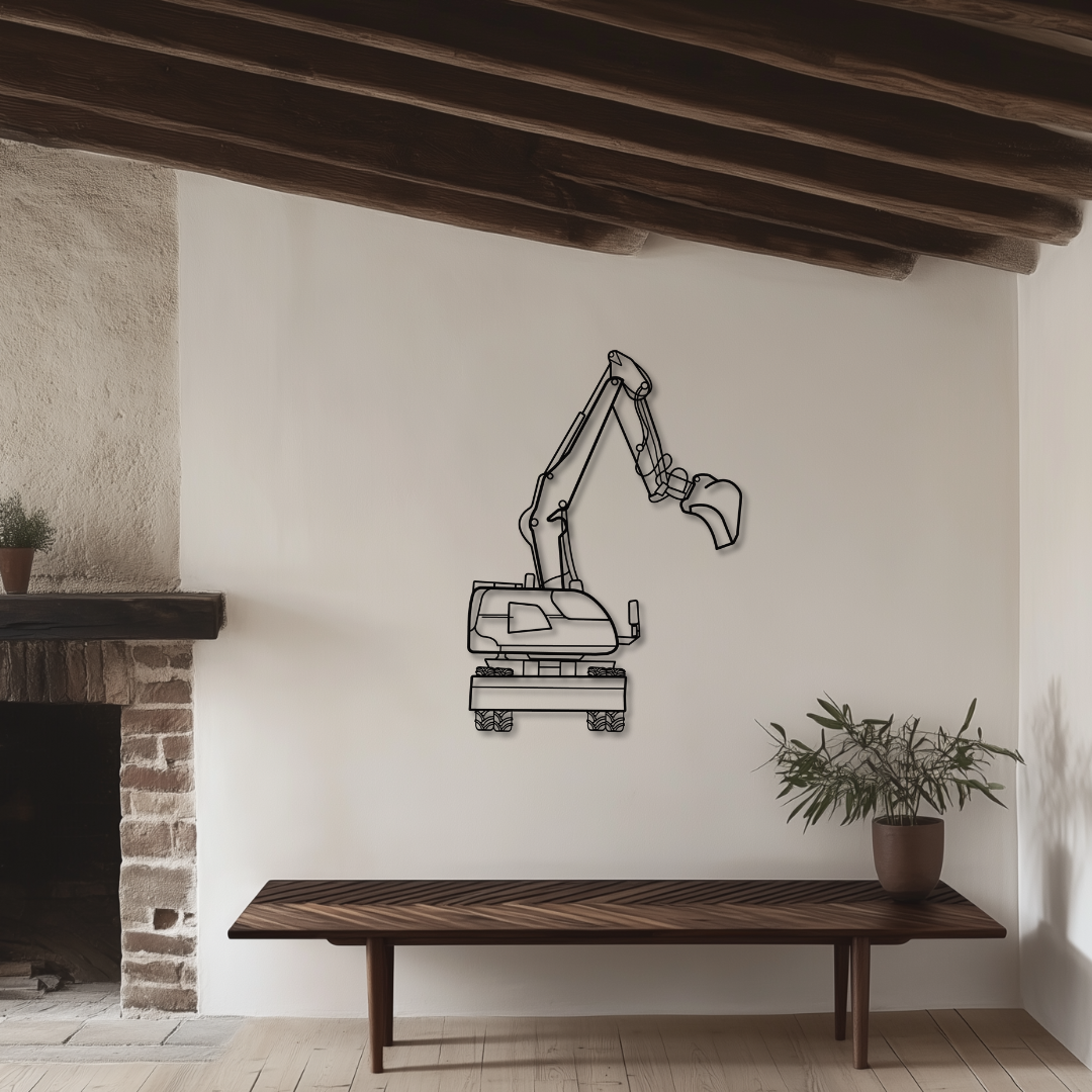 Bagger 913 Compact Metallsilhouette - Wandbild Seitenansicht