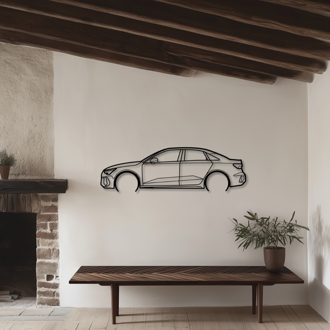 A3 Limousine 2019 Metallsilhouette - Wandbild Seitenansicht