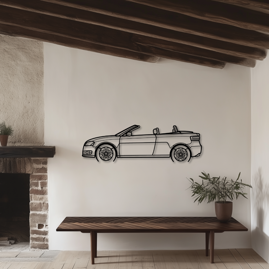 A3 S-Line Cabrio Metallsilhouette - Wandbild Seitenansicht