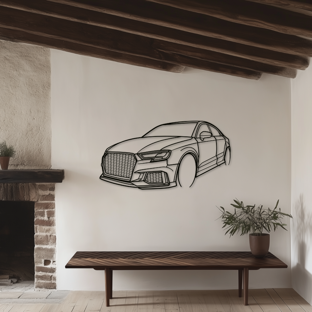 RS3 8V Metallsilhouette - Wandbild Front Angle