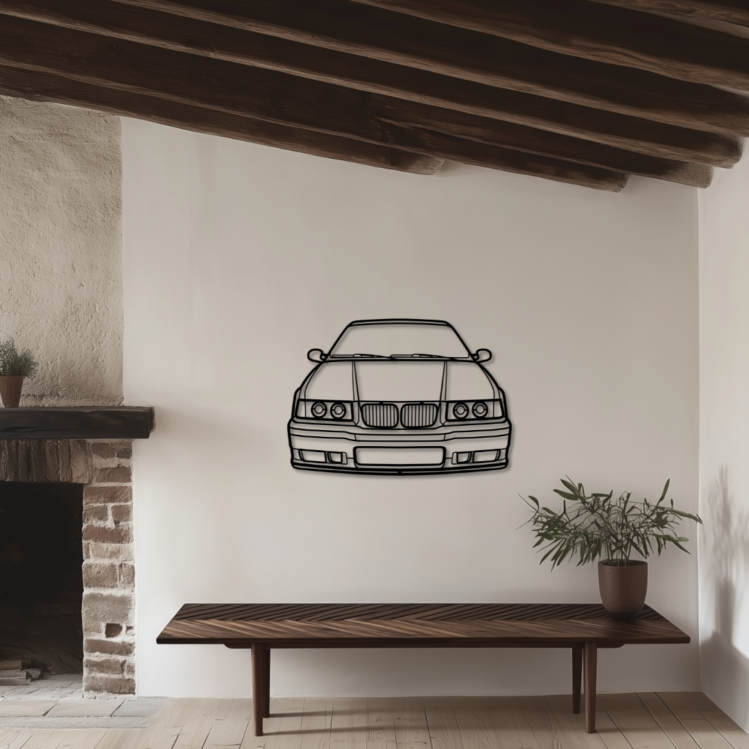 E36 Metallsilhouette - Wandbild Frontansicht