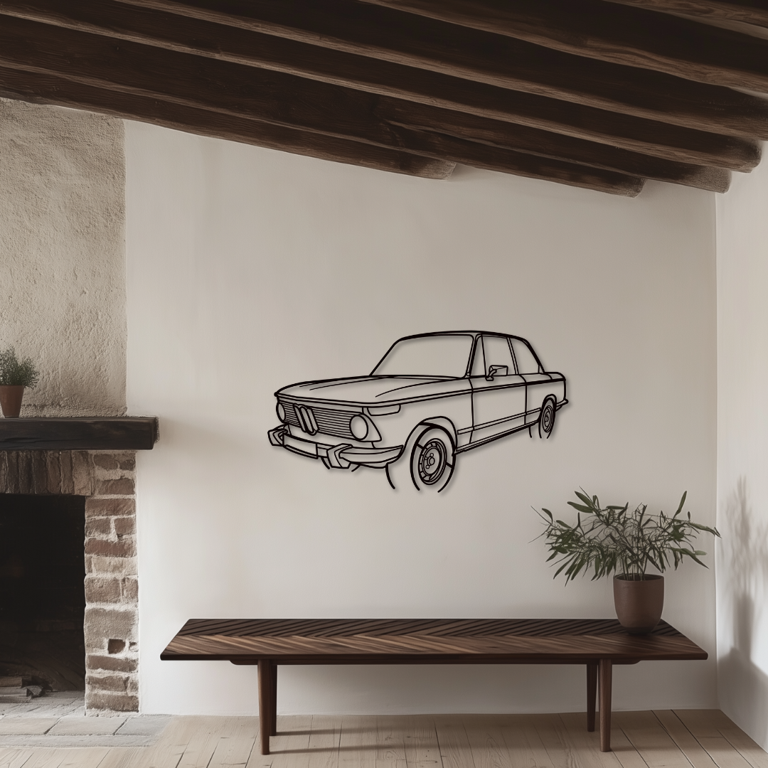1802 Oldtimer Metallsilhouette - Wandbild Front Angle