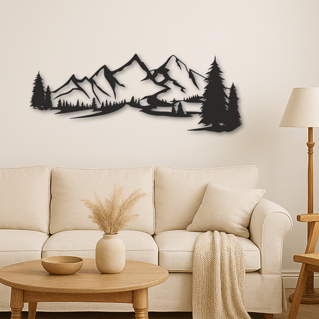 Berge und Wald - Metallwandbild / Wanddeko