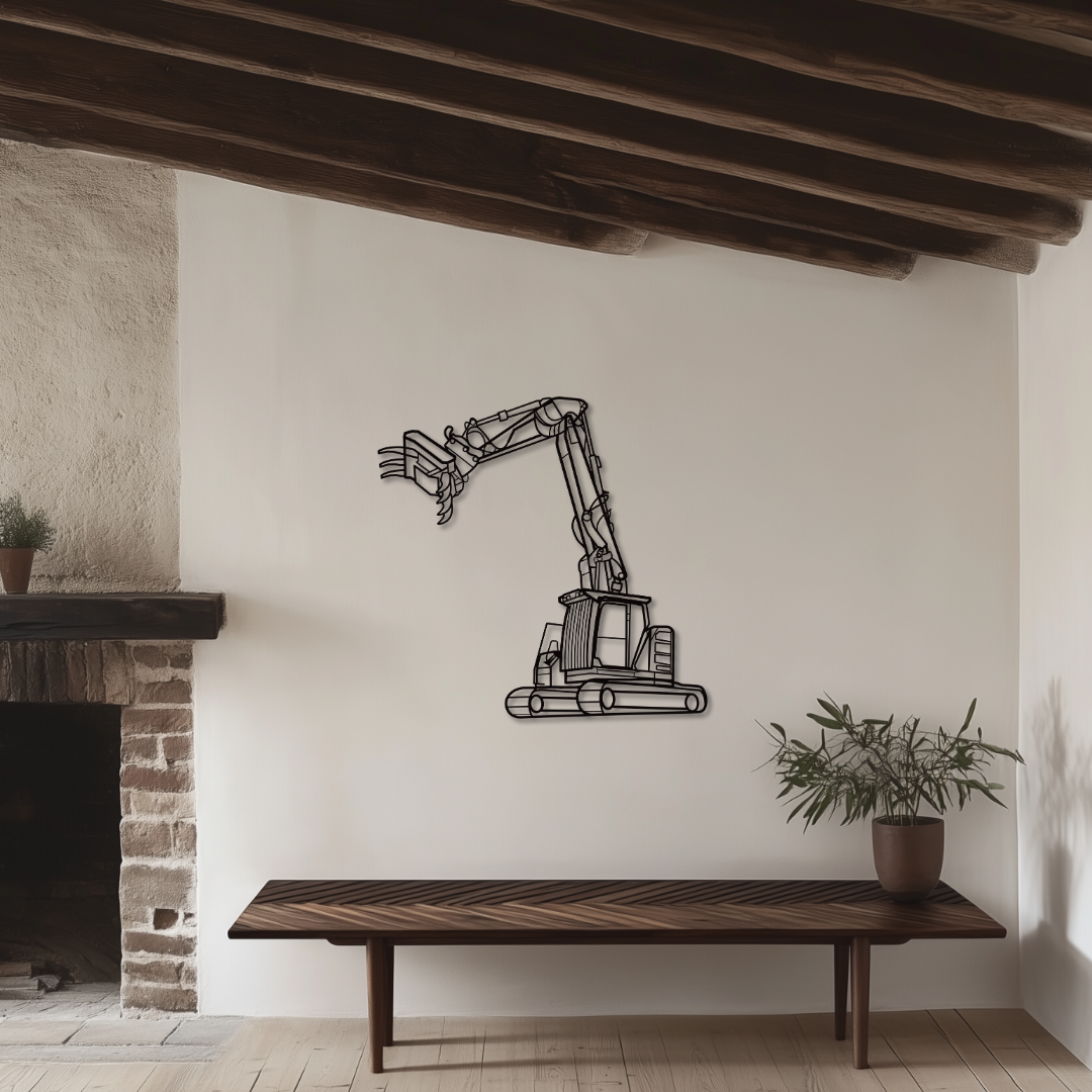 Bagger 325 Next Generation Metallsilhouette - Wandbild Front Angle