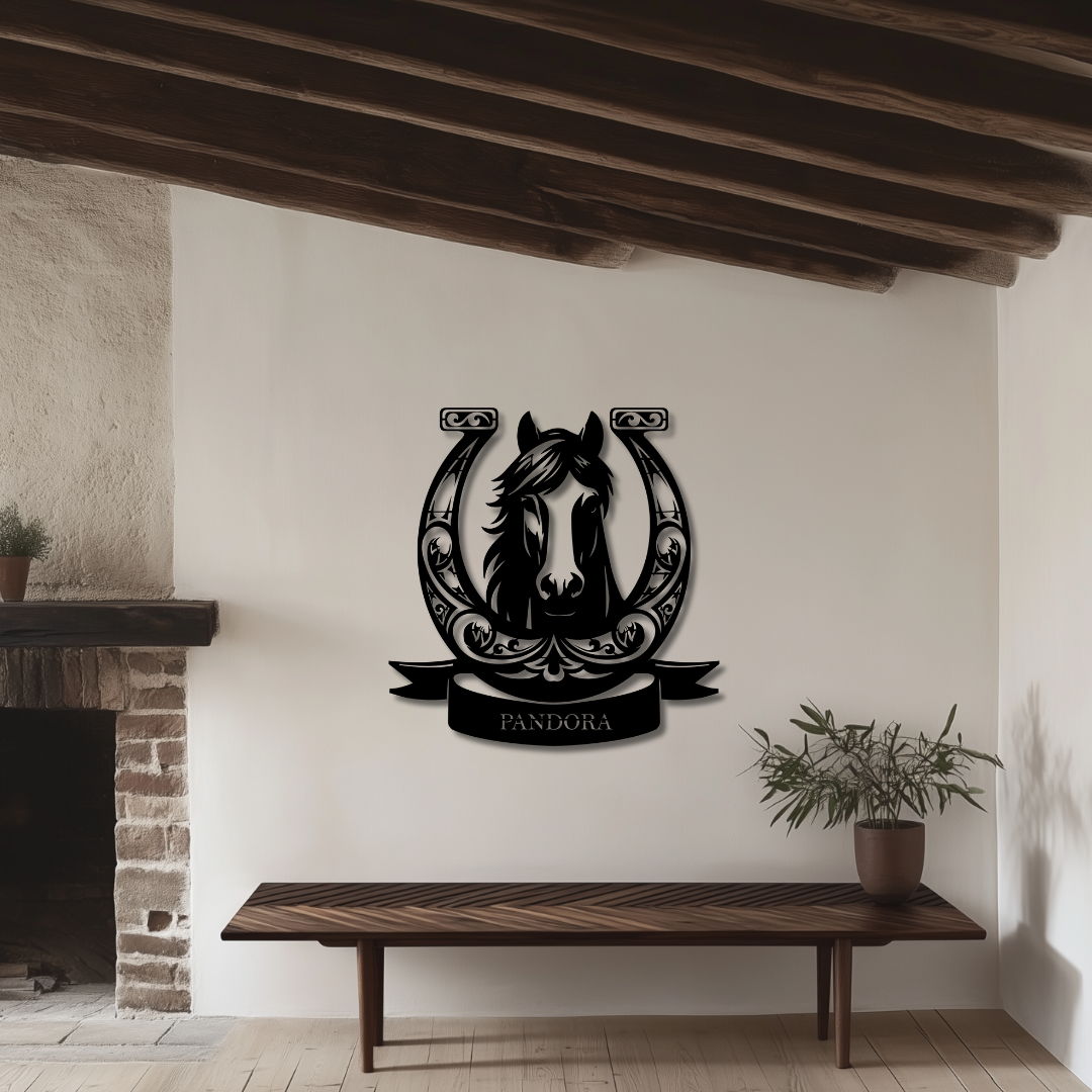 Hufeisen Pferd Metallschild - Personalisierbar (Name)