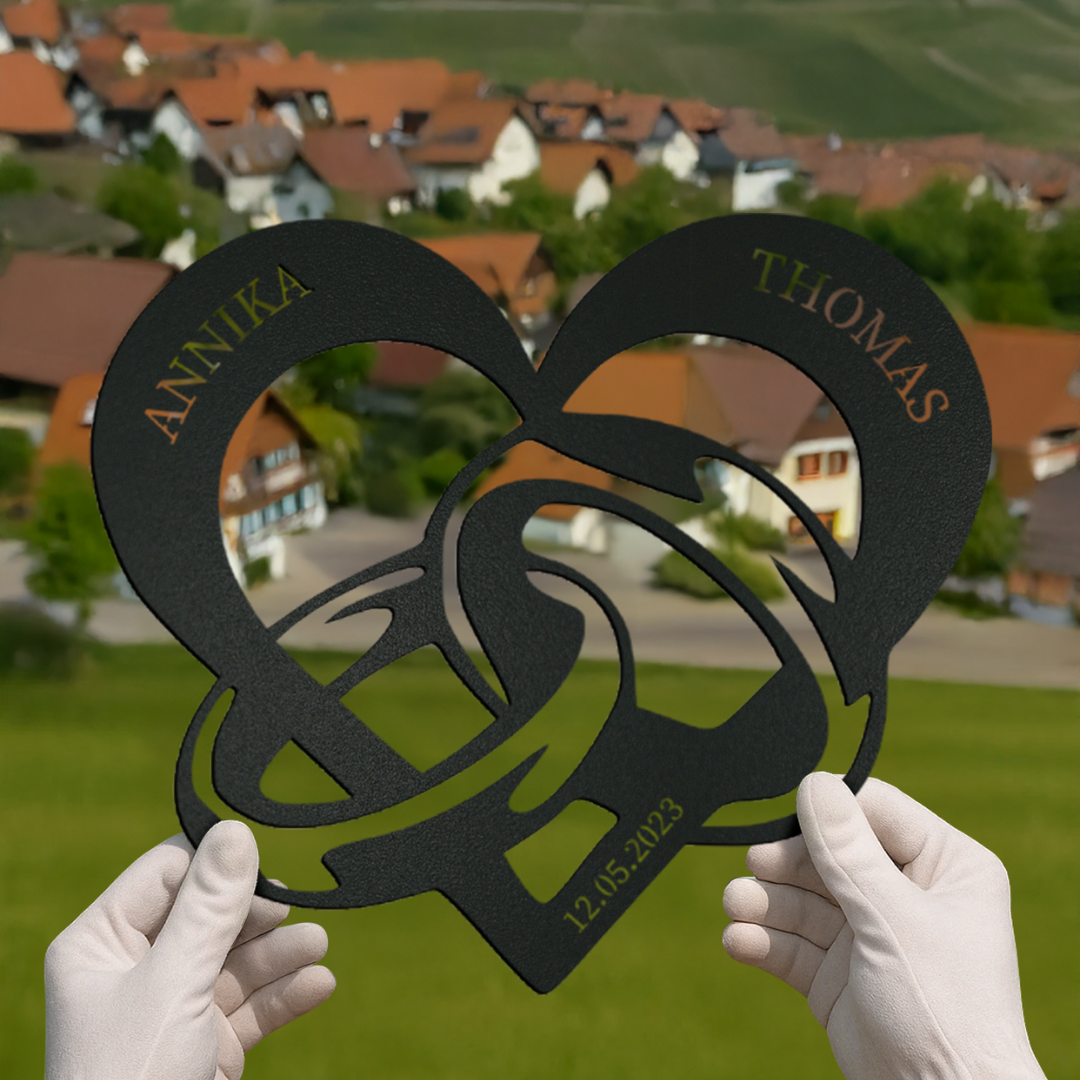Ringe im Herz - Metall & Personalisierbar