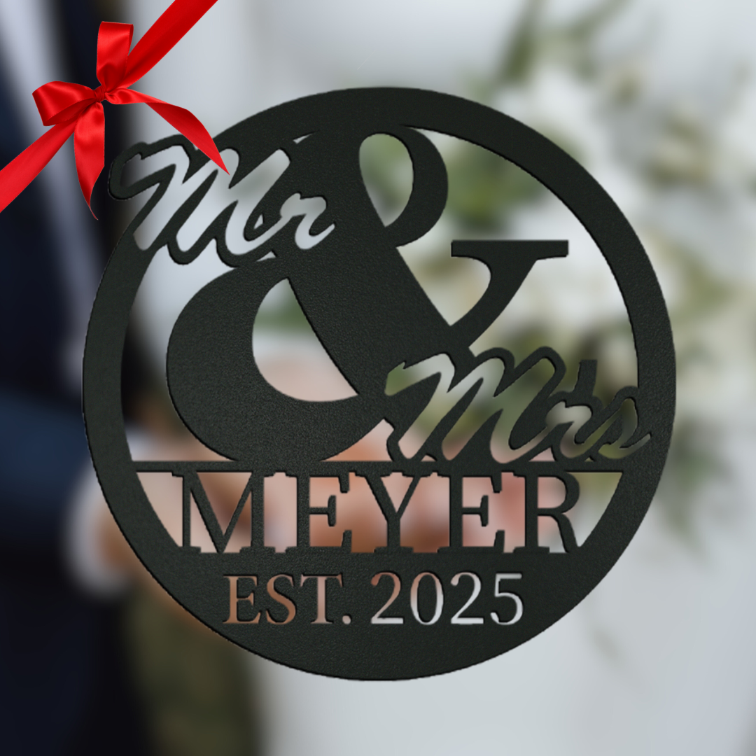 „Mr. & Mrs.“ mit Datum - Metall & Personalisierbar