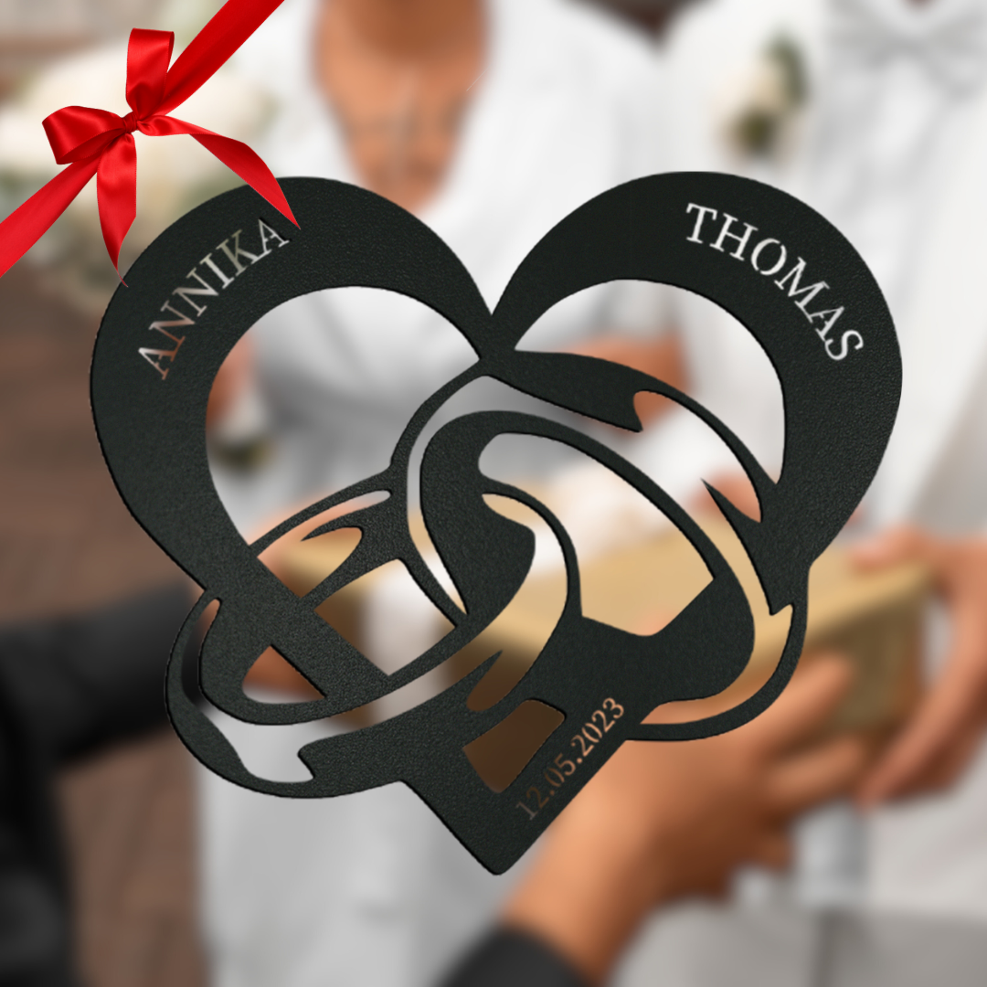 Ringe im Herz - Metall & Personalisierbar
