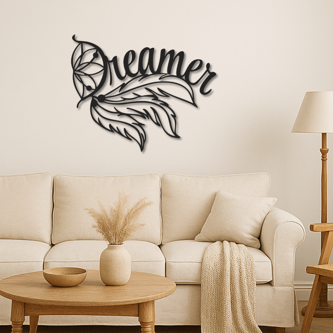 Dreamer Federn - Metallwandbild / Wanddeko