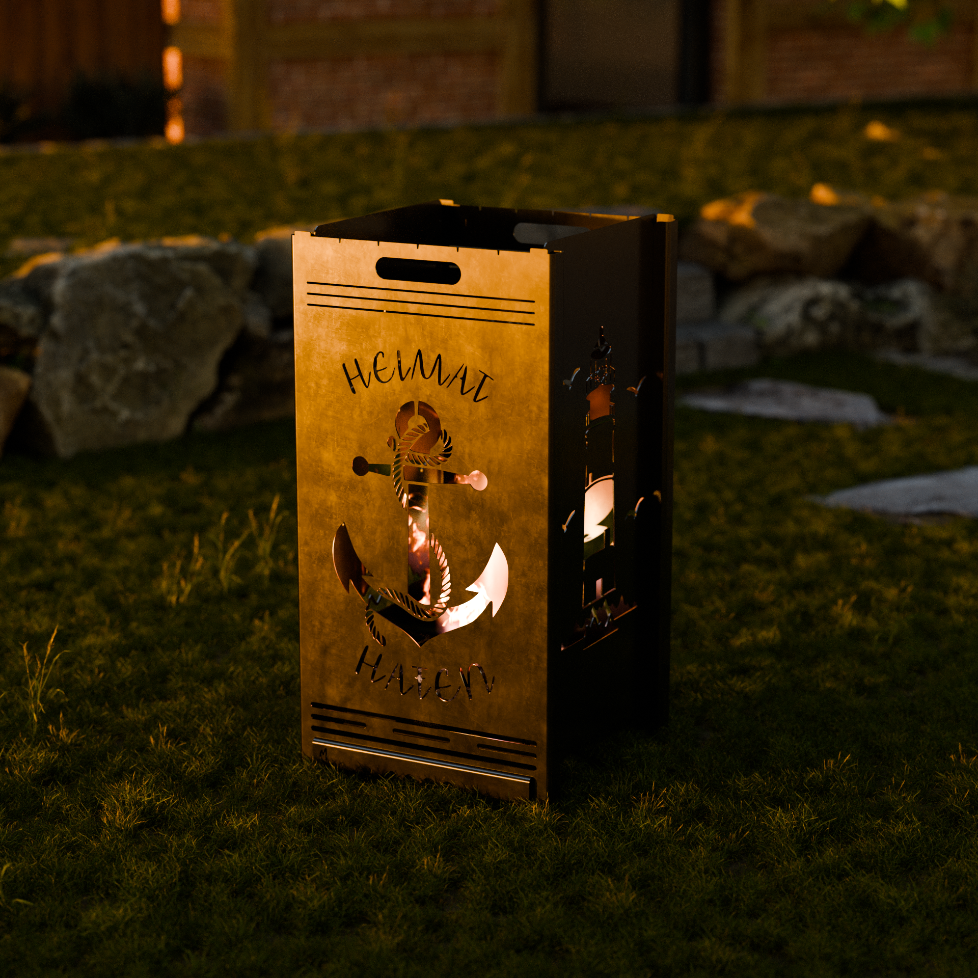 Feuertonne ,,Heimathafen x Leuchtturm'' 78cm