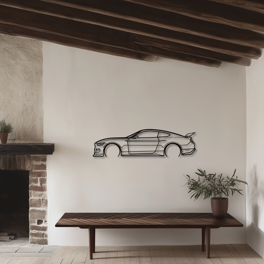 Mustang GT 5.0 V8 2017 Metallsilhouette - Wandbild Seitenansicht