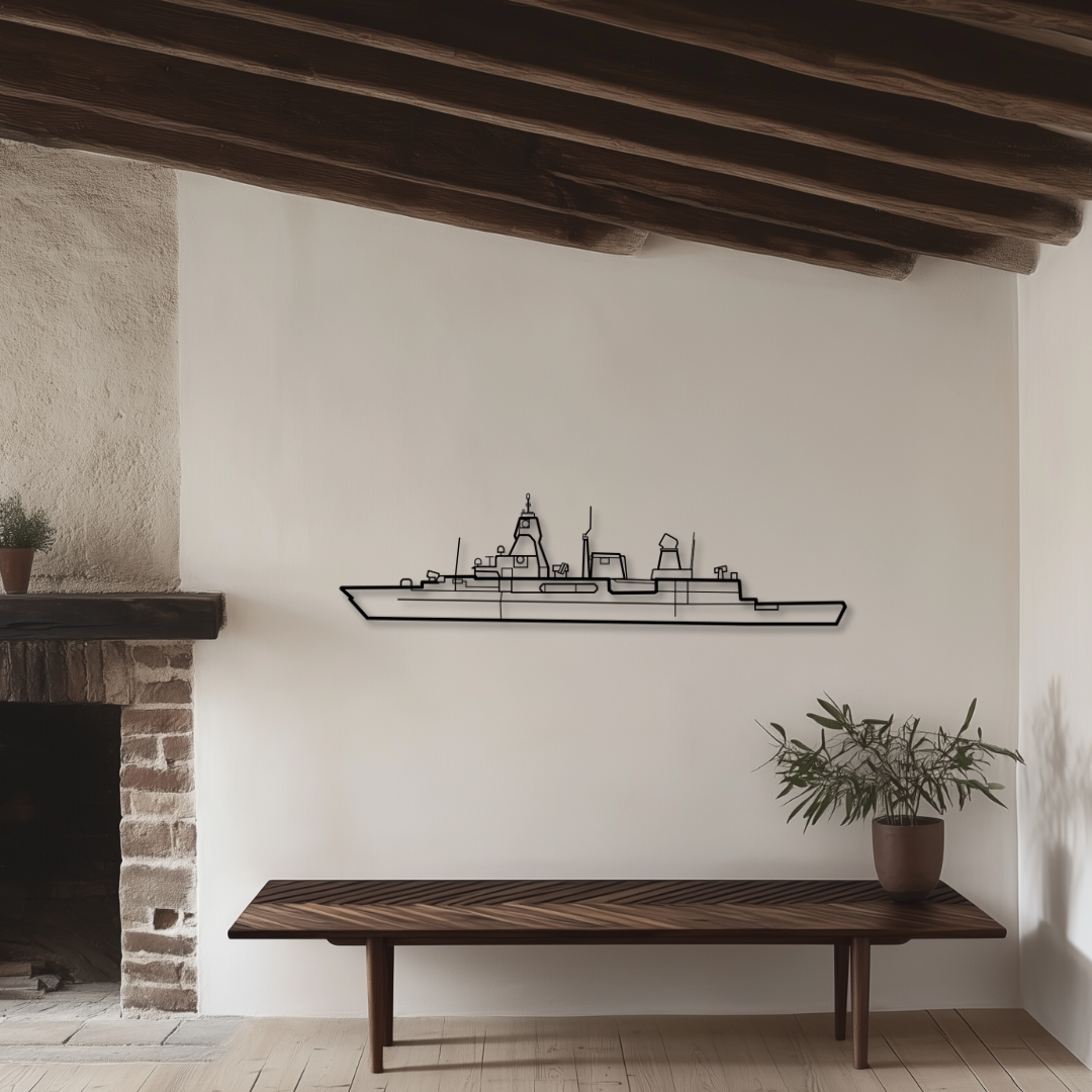 Fregatte Hamburg F220 Metallsilhouette - Wandbild Seitenansicht
