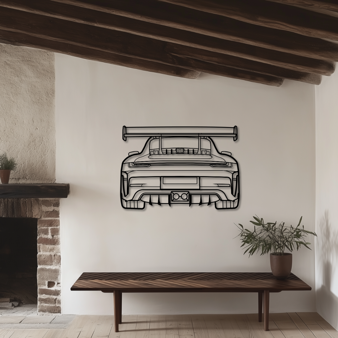 911 GT3 RS Metallsilhouette - Wandbild Heckansicht