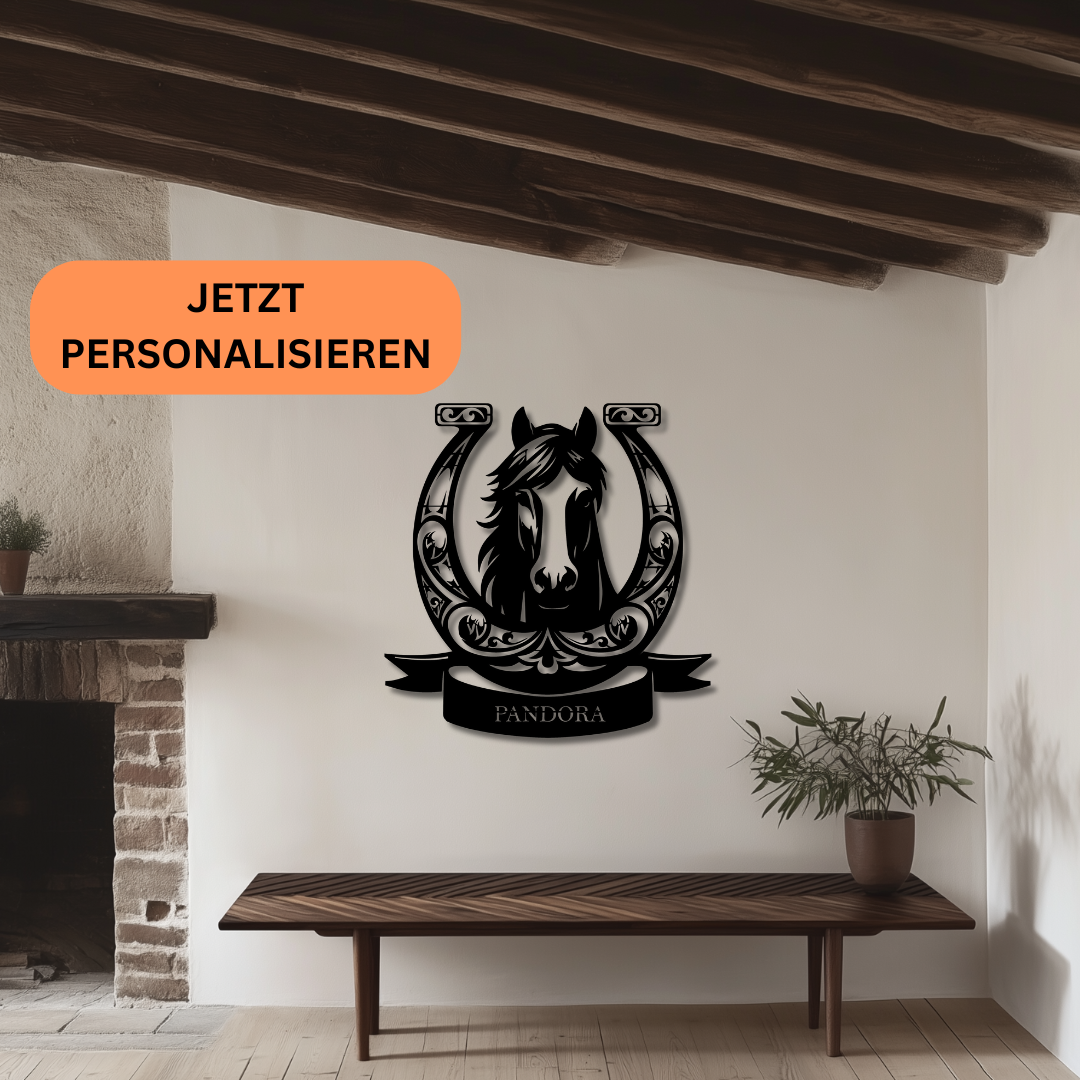 Hufeisen Pferd Metallschild - Personalisierbar (Name)