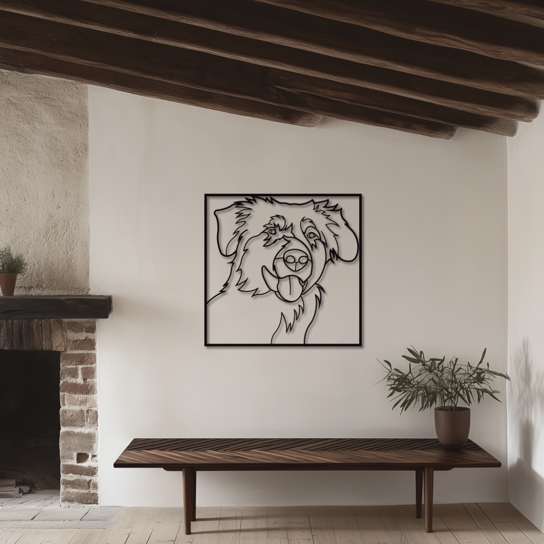 Australian Shepherd Wandbild Metallsilhouette