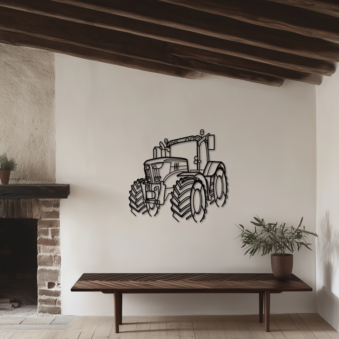 John 6195R Metallsilhouette - Wandbild Front Angle