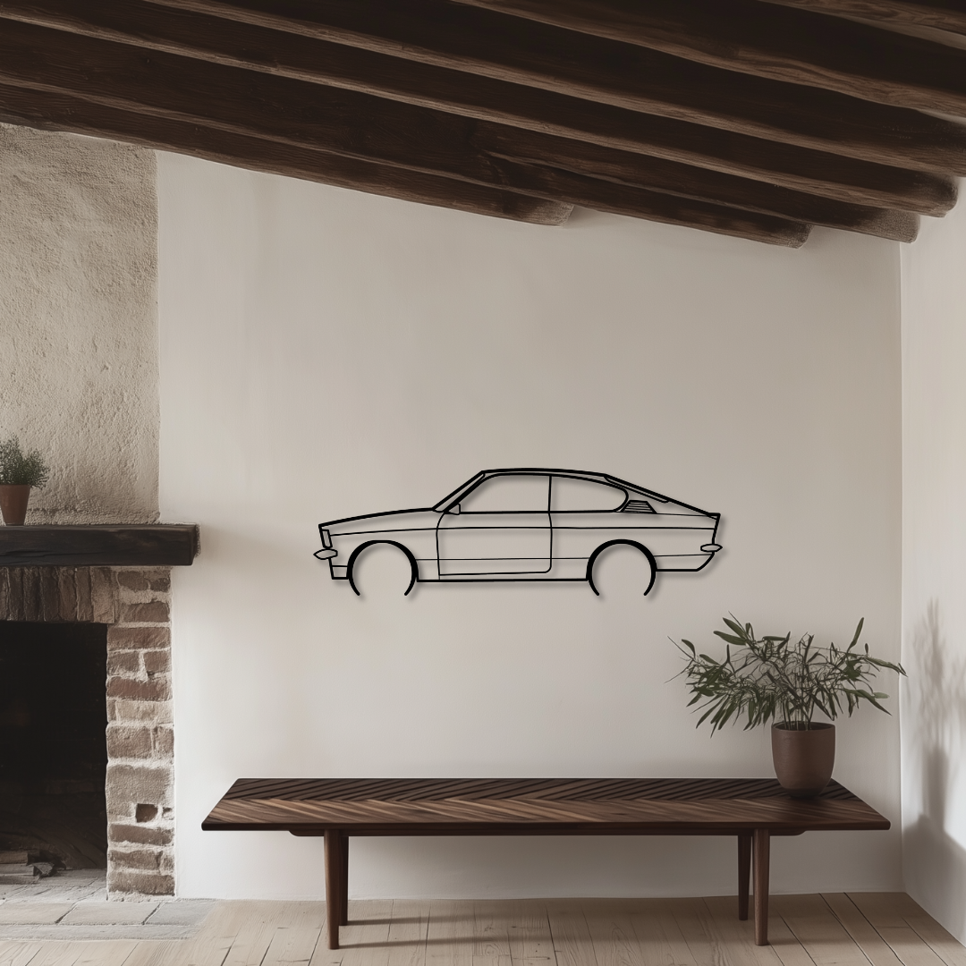 Kadett Coupe 1976 Metallsilhouette - Wandbild Seitenansicht