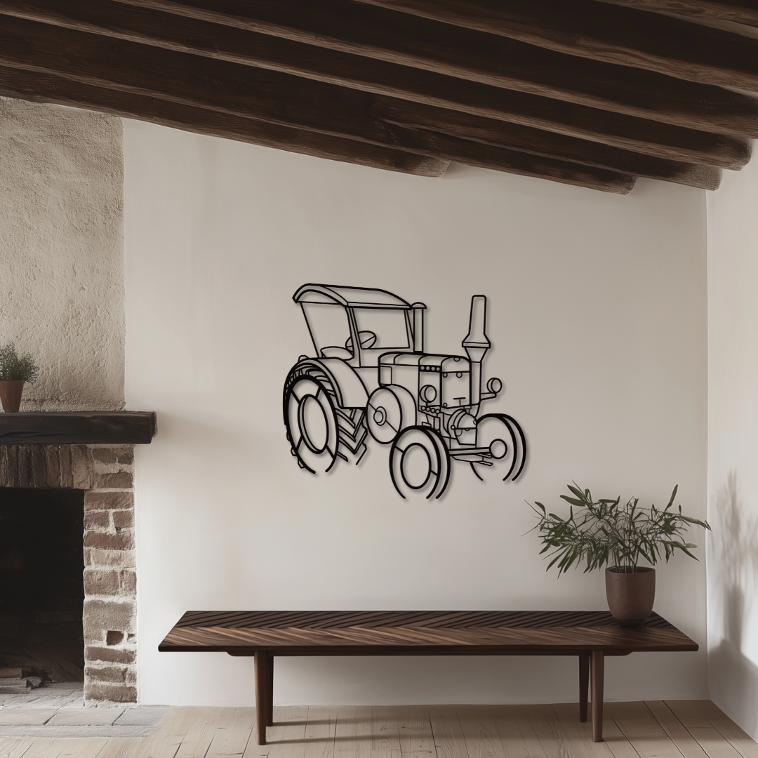 Lanz Bulldog D 9506 Metallsilhouette - Wandbild Front Angle