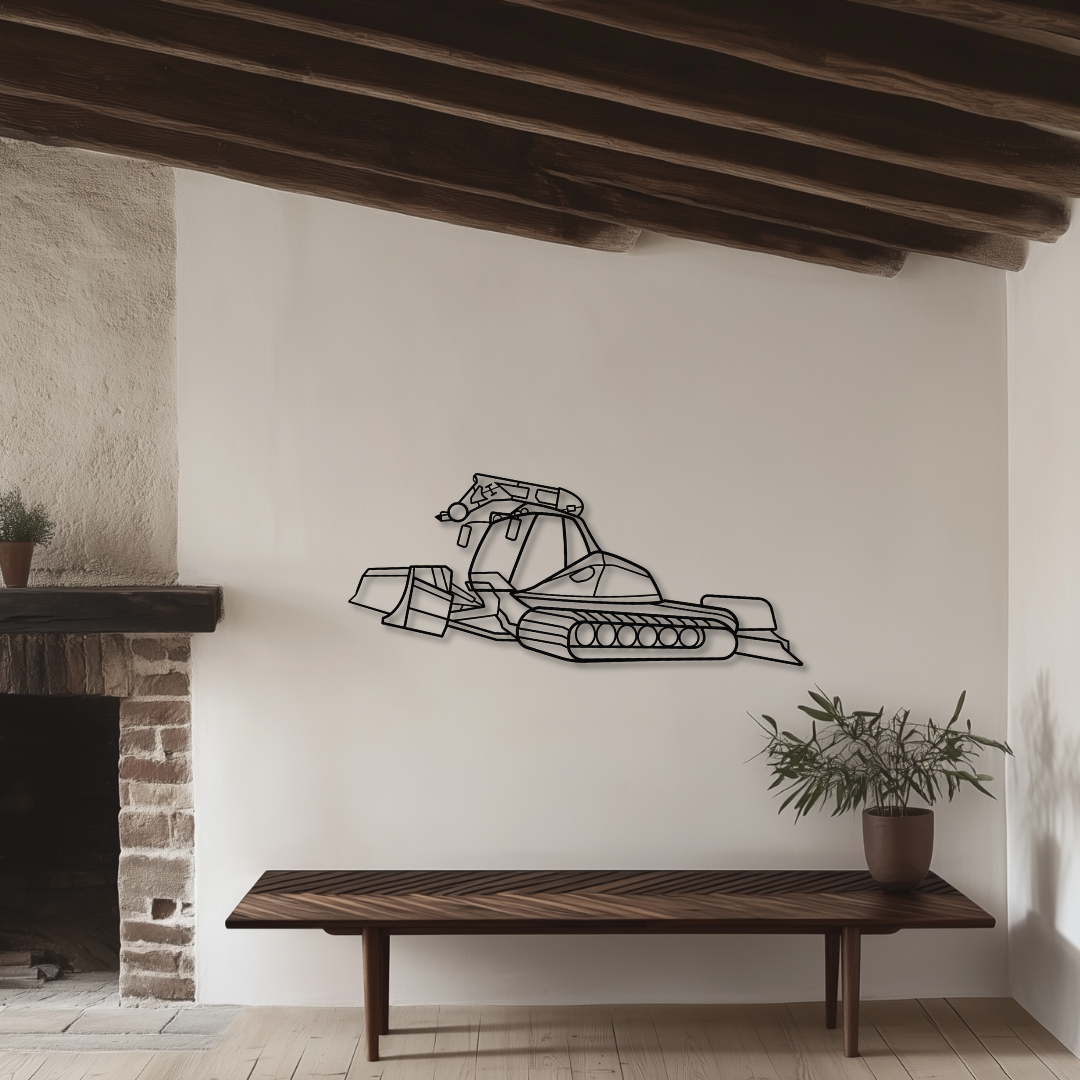 Leitwolf mit Seilwinde Metallsilhouette - Wandbild Front Angle