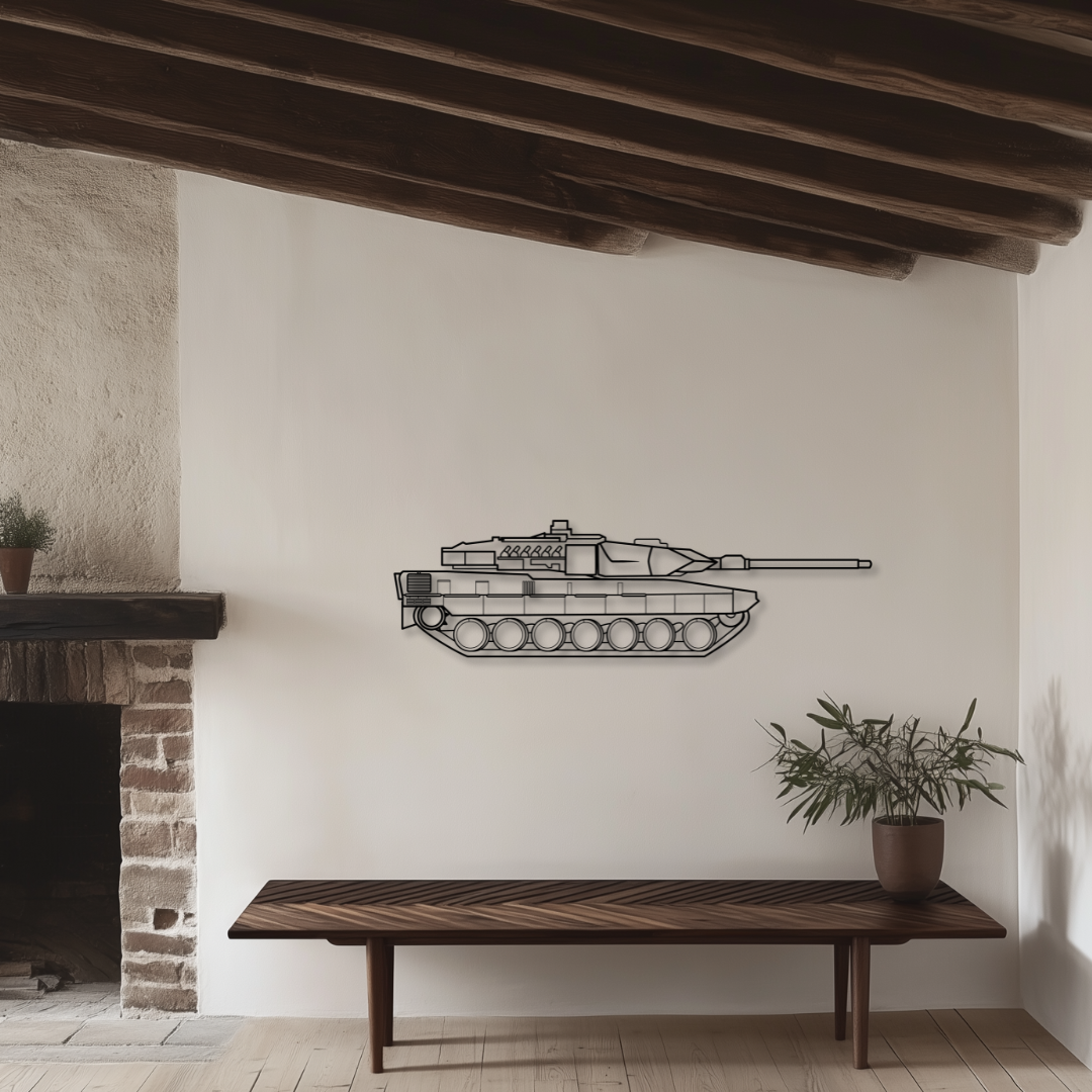 Leopard 2A7V Panzer Metallsilhouette - Wandbild Seitenansicht