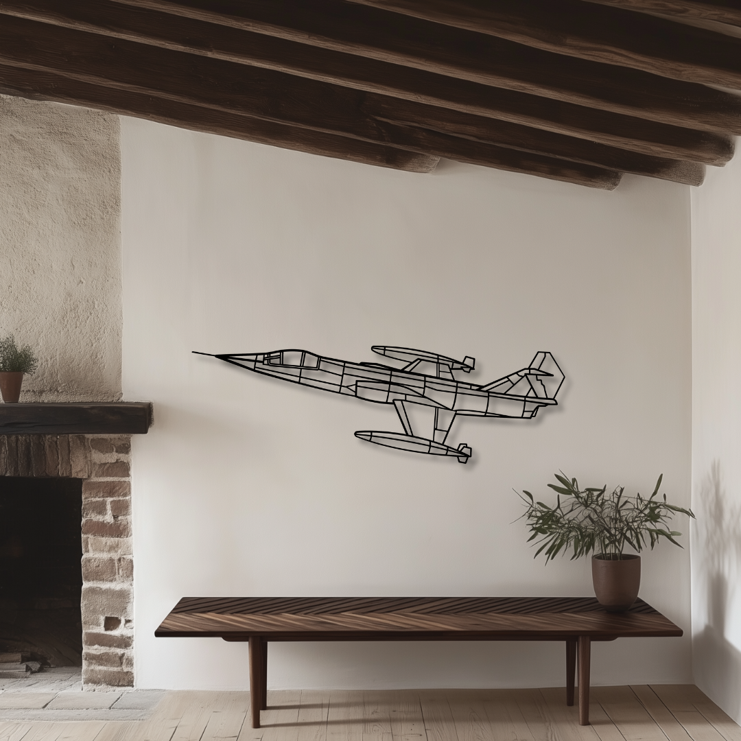 F-104 Starfighter Metallsilhouette - Wandbild Front Angle