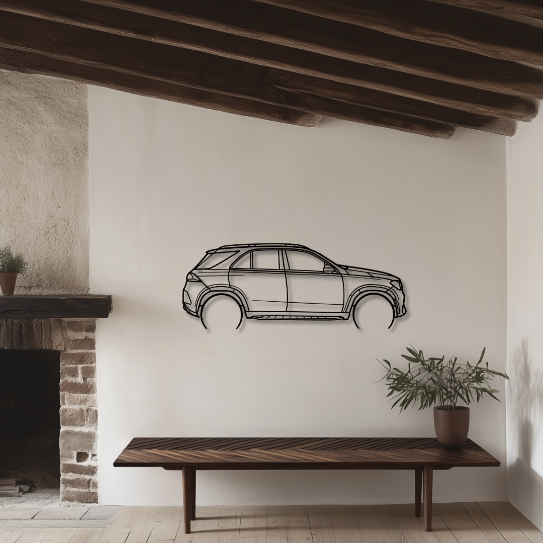 GLE 400d 4Matic (2021) Metallsilhouette - Wandbild Seitenansicht