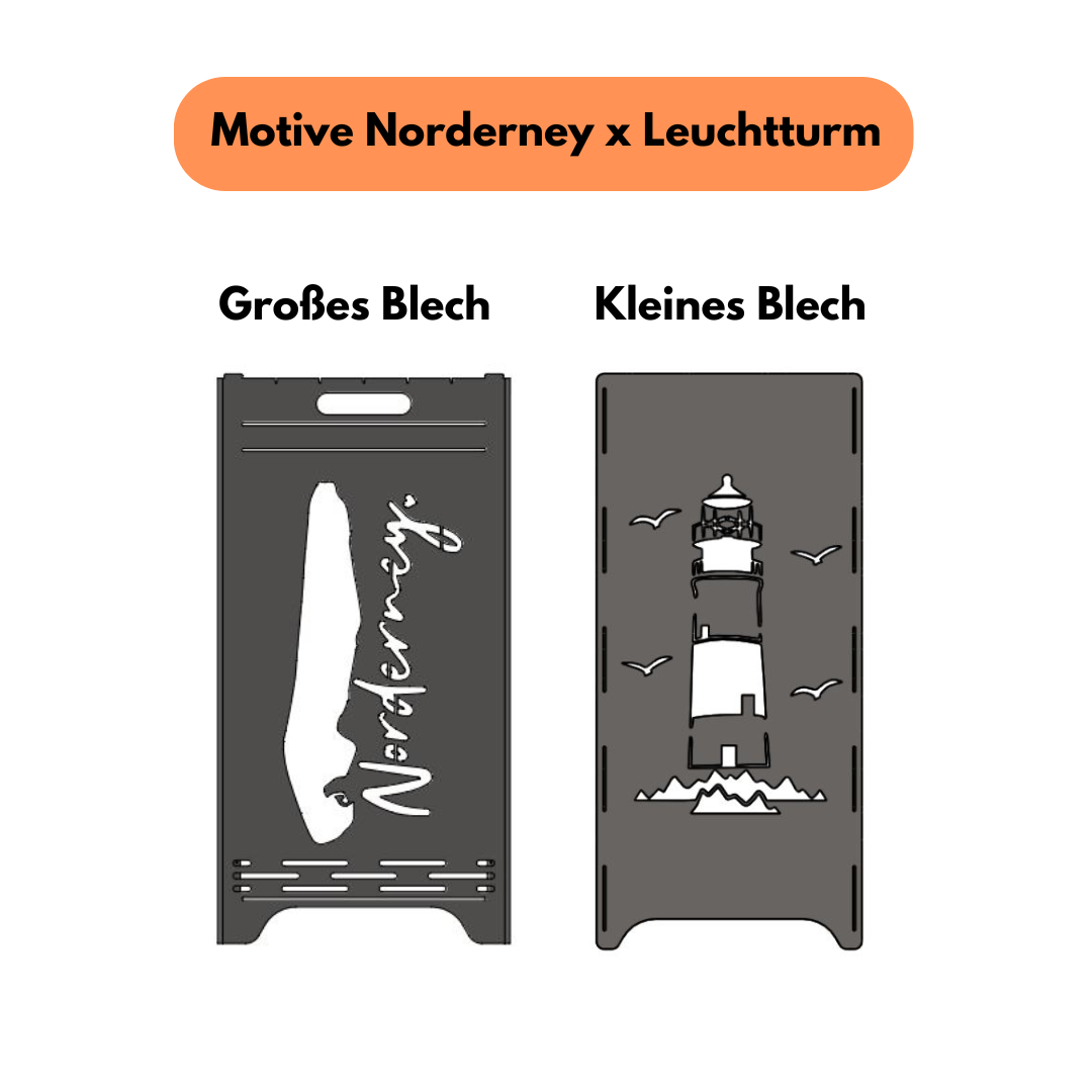 Feuertonne ,,Norderney x Leuchtturm'' 78cm