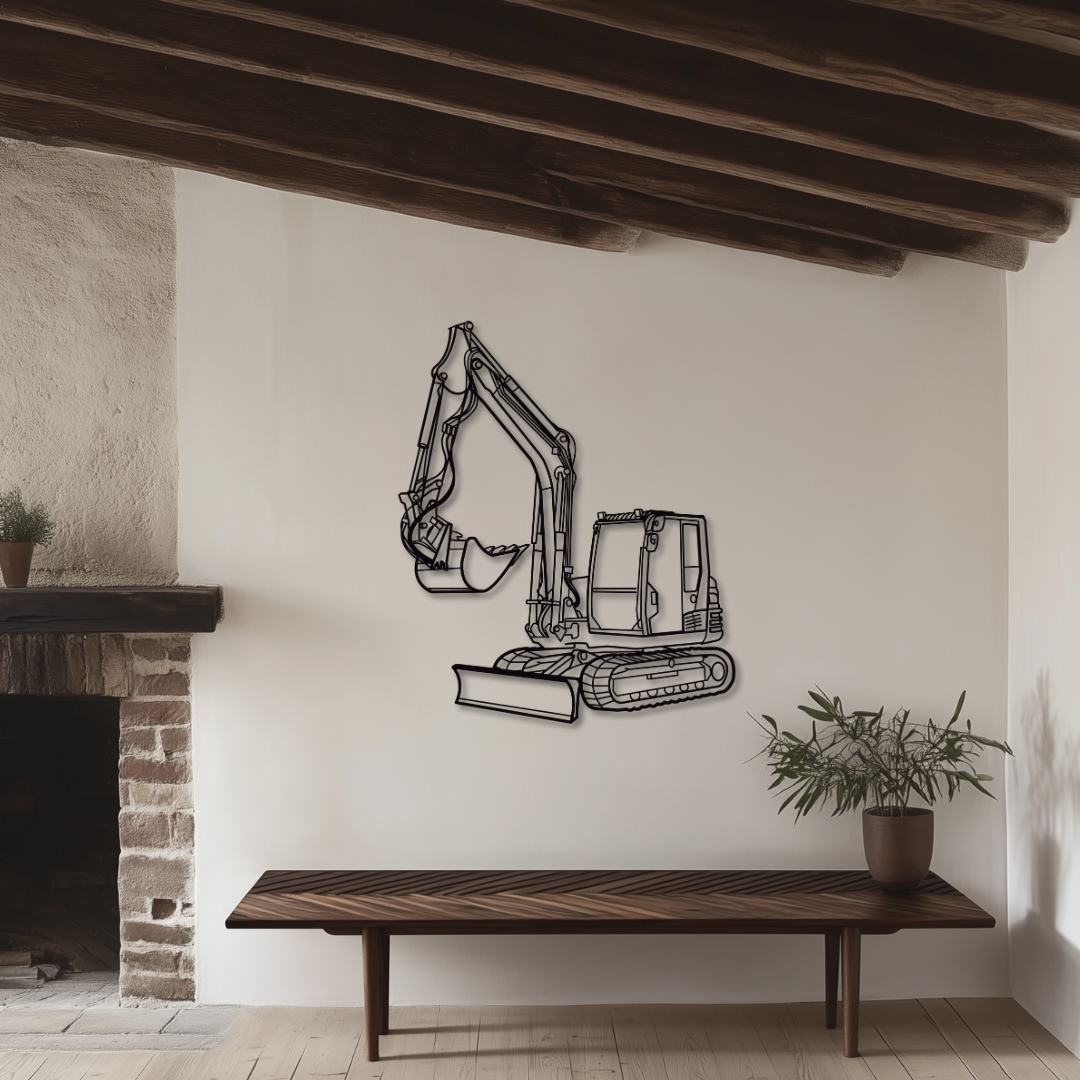 Bagger TB 290-2 Metallsilhouette - Wandbild Front Angle