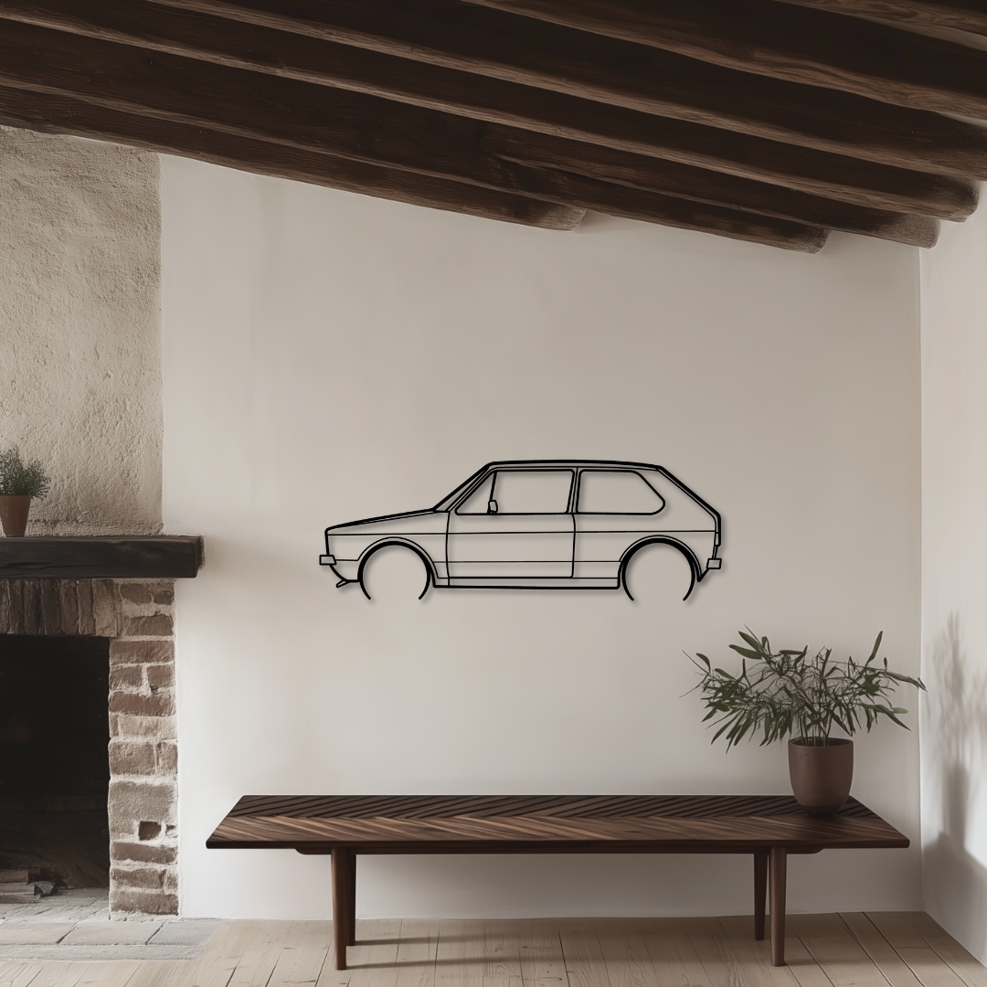 Golf 1 Metallsilhouette - Wandbild Seitenansicht