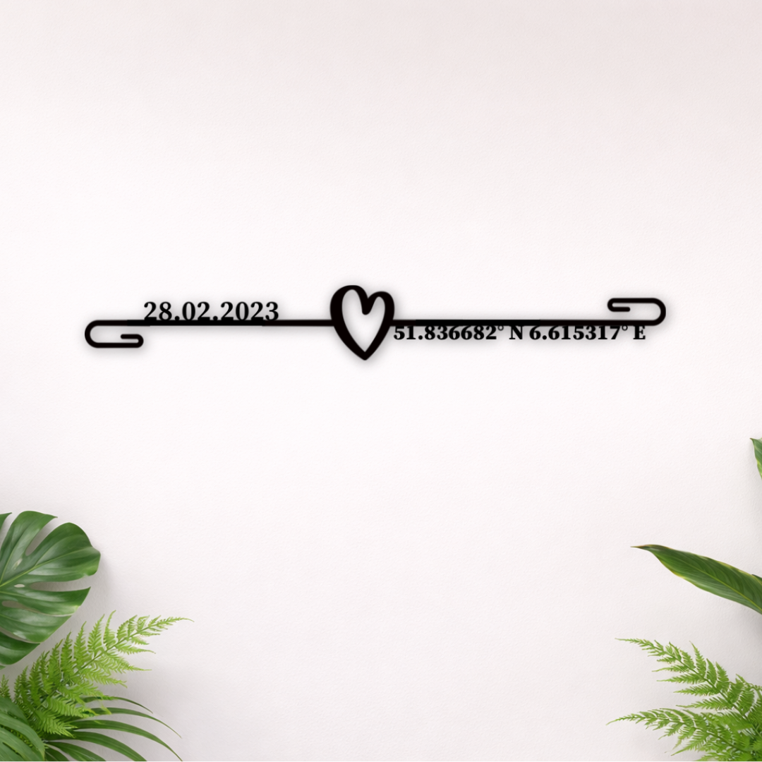 Koordinaten und Datum - Wann und wo alles begann - Metall & Personalisierbar