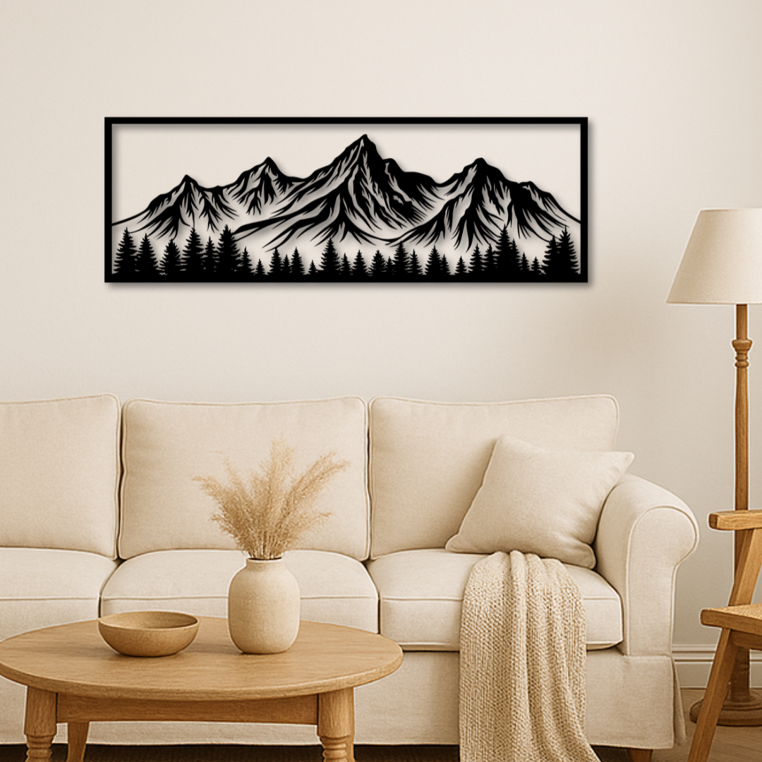 Berge im Wald - Metallwandbild / Wanddeko