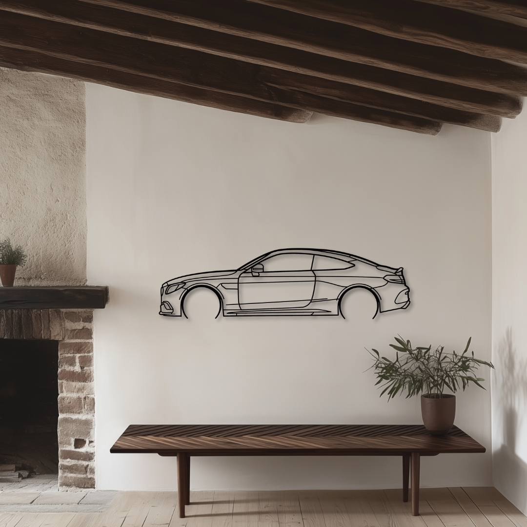 C63s 2019 Metallsilhouette - Wandbild Seitenansicht