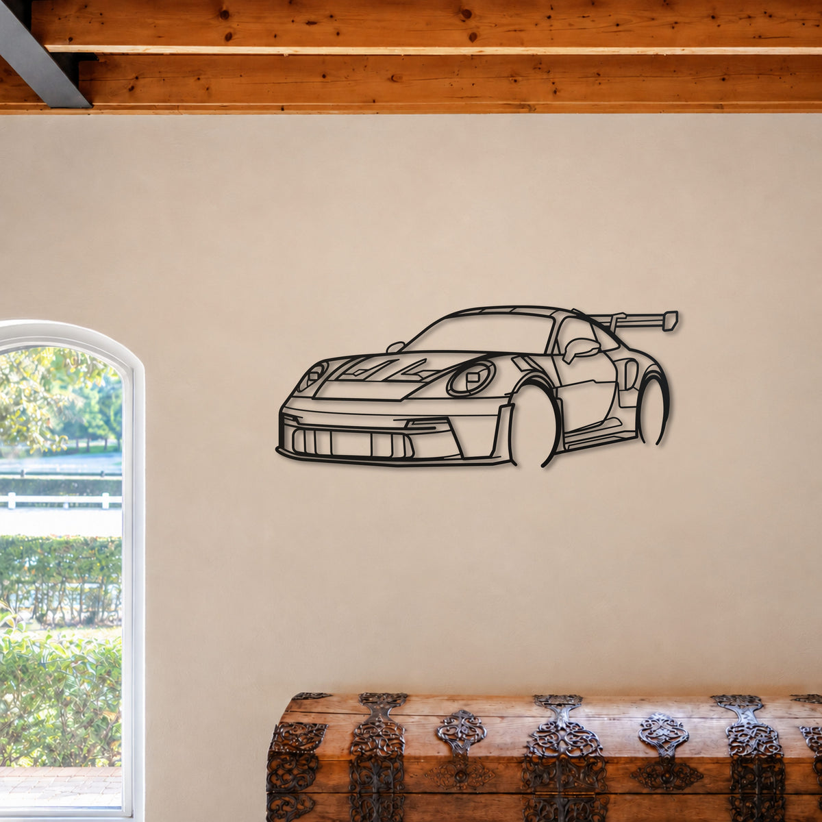 911 GT3 RS Metallsilhouette - Wandbild Front Angle