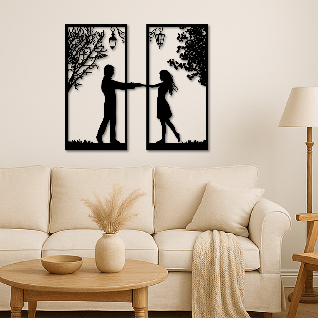 Hand in Hand Liebespaar - Metallwandbild / Wanddeko