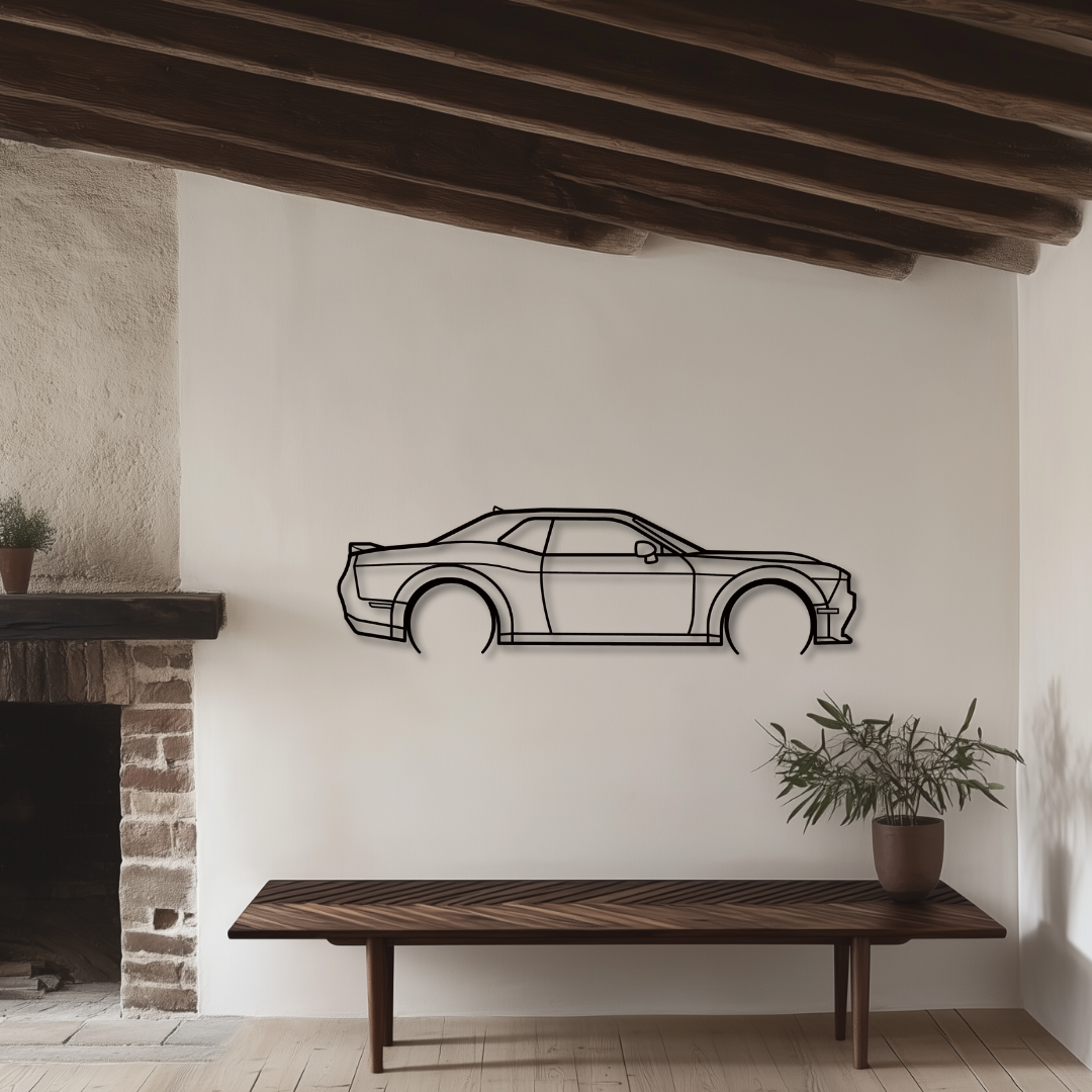 Challenger SRT 2019 Metallsilhouette - Wandbild Seitenansicht