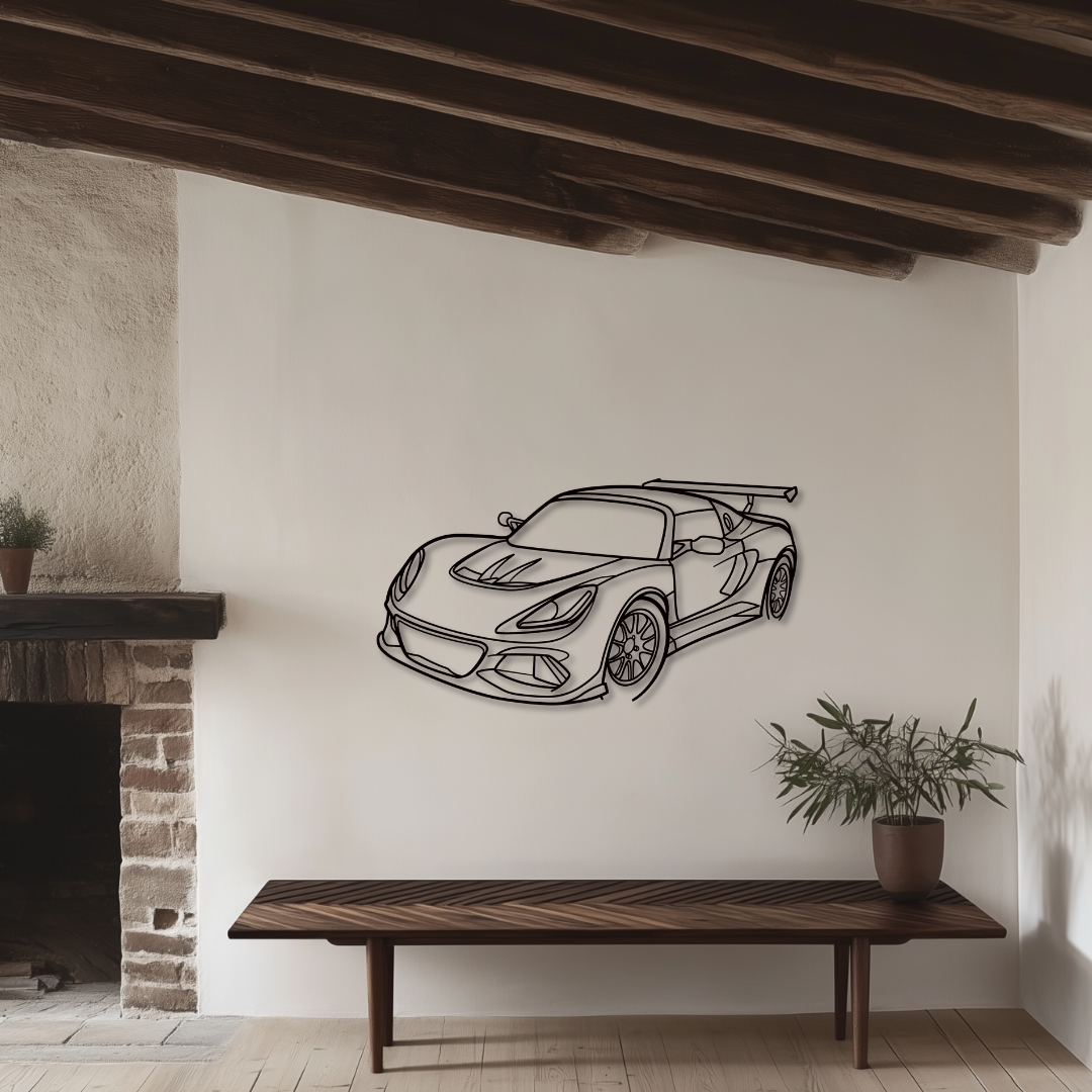 Exige Cup 380 Metallsilhouette - Wandbild Front Angle