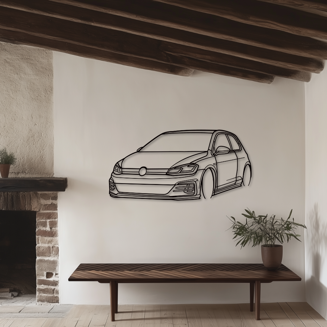 Golf GTI MK7 Metallsilhouette - Wandbild Front Angle