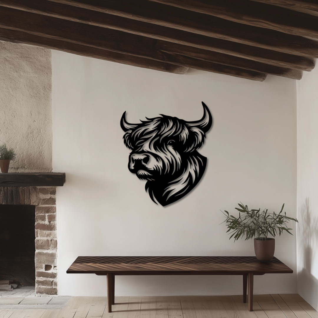 Highland Kuh - Metallwandbild