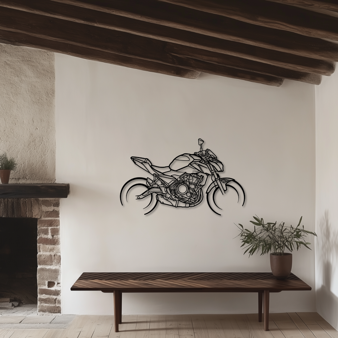 Kawa Z650 Metallsilhouette - Wandbild Seitenansicht
