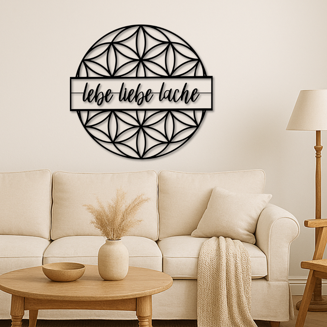 Lebe, Liebe, Lache - Metallwandbild / Wanddeko