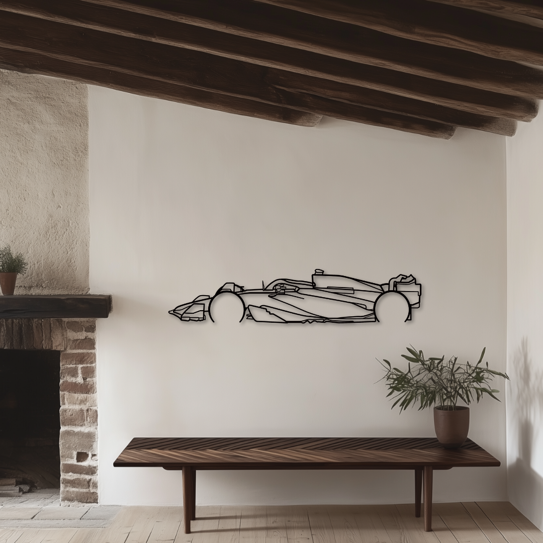 Formel 1 Red RB19 (2023) Metallsilhouette - Wandbild Seitenansicht
