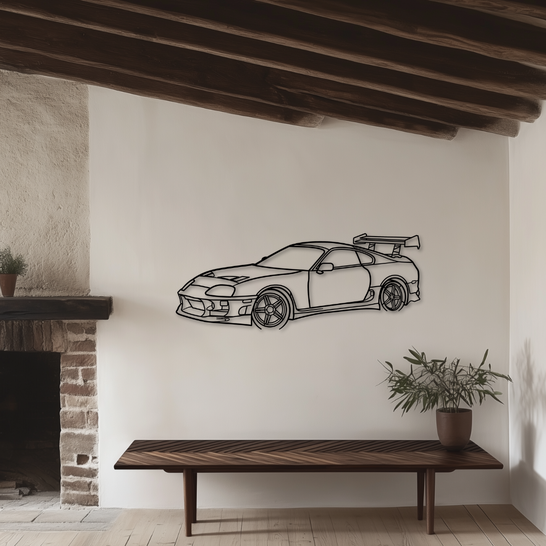 Supra MK4 (Paul Walker, Fast & Furios) Metallsilhouette - Wandbild Front Angle