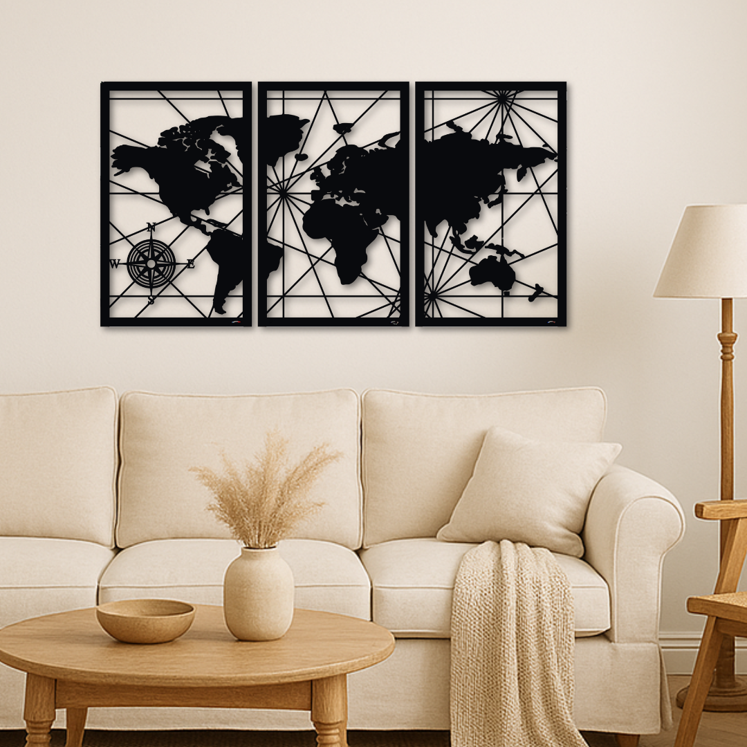 Weltkarte - Metallwandbild / Wanddeko